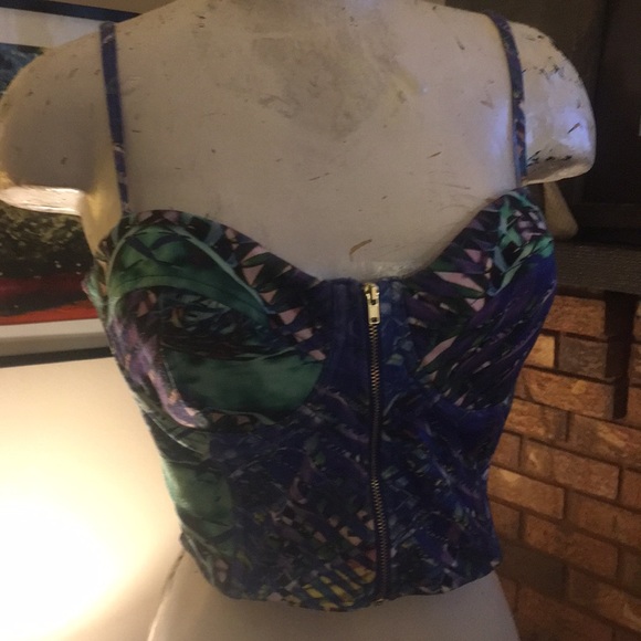 H&M Colorful spaghetti strap Zip Front Bustier L - Picture 2 of 6